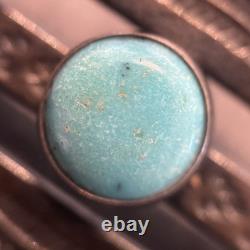 Navajo Stamped Brooch Sterling Turquoise Vintage Harvey Era Older Arrows 2e