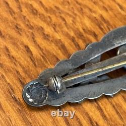 Navajo Stamped Brooch Sterling Turquoise Vintage Harvey Era Older Arrows 2e