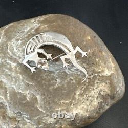 Navajo Stamped Lizard Pin Pendant Gecko Sterling Silver 18045