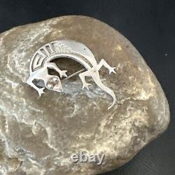 Navajo Stamped Lizard Pin Pendant Gecko Sterling Silver 18045