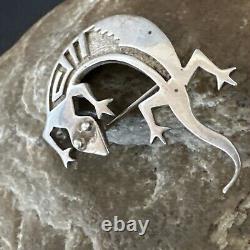 Navajo Stamped Lizard Pin Pendant Gecko Sterling Silver 18045