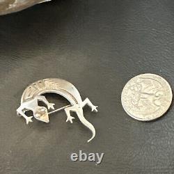 Navajo Stamped Lizard Pin Pendant Gecko Sterling Silver 18045