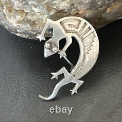 Navajo Stamped Lizard Pin Pendant Gecko Sterling Silver 18045