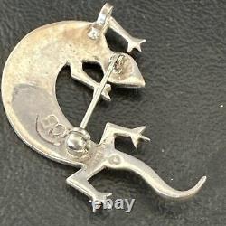 Navajo Stamped Lizard Pin Pendant Gecko Sterling Silver 18045