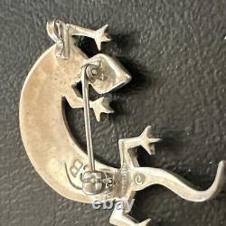 Navajo Stamped Lizard Pin Pendant Gecko Sterling Silver 18045