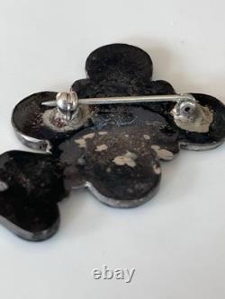 Navajo, Sterling Flower Floral TURQUOISE Pin Brooch Vintage