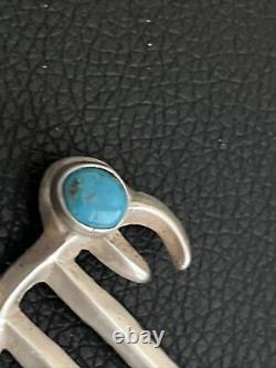 Navajo Sterling Silver And Turquoise Brooch Bird Arrow Head Mark Old Pawn Native