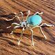 Navajo Sterling Silver And Turquoise Spider Pin Pendant Native American Jewelry