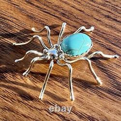 Navajo Sterling Silver And Turquoise Spider Pin Pendant Native American Jewelry