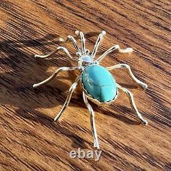 Navajo Sterling Silver And Turquoise Spider Pin Pendant Native American Jewelry