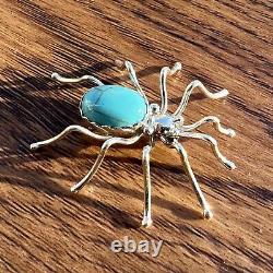 Navajo Sterling Silver And Turquoise Spider Pin Pendant Native American Jewelry