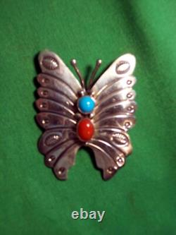 Navajo Sterling Silver Butterfly Brooch Gorgeous