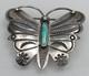 Navajo Sterling Silver Butterfly Brooch Turquoise Pin Vintage