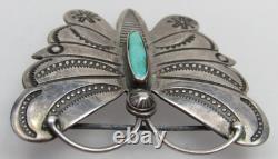 Navajo Sterling Silver Butterfly Brooch Turquoise Pin Vintage