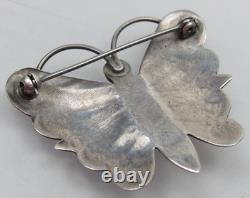 Navajo Sterling Silver Butterfly Brooch Turquoise Pin Vintage