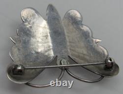 Navajo Sterling Silver Butterfly Brooch Turquoise Pin Vintage