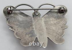 Navajo Sterling Silver Butterfly Brooch Turquoise Pin Vintage