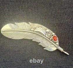 Navajo Sterling Silver & Coral Pin(Pendant)