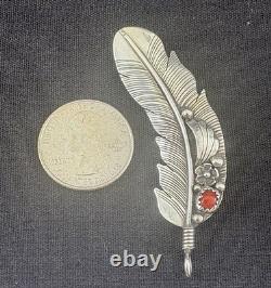 Navajo Sterling Silver & Coral Pin(Pendant)