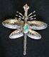 Navajo Sterling Silver (dragonfly) Flying Bug With Turquoise Stone Pin