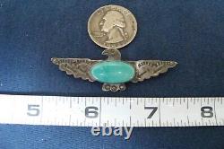 Navajo Sterling Silver Fred Harvey Era Large Turquoise Thunderbird Pin/Brooch