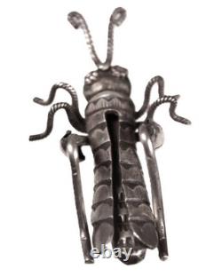 Navajo Sterling Silver Grasshopper Pin ca. 1970 Size. 625 H x 1.8125 L x 1 W