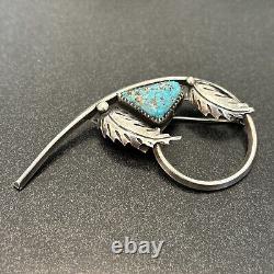 Navajo Sterling Silver Masterpiece Brooch Turquoise Vintage Statement B