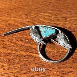 Navajo Sterling Silver Masterpiece Brooch Turquoise Vintage Statement B