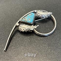 Navajo Sterling Silver Masterpiece Brooch Turquoise Vintage Statement B