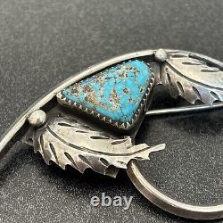 Navajo Sterling Silver Masterpiece Brooch Turquoise Vintage Statement B