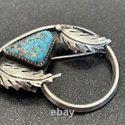 Navajo Sterling Silver Masterpiece Brooch Turquoise Vintage Statement B