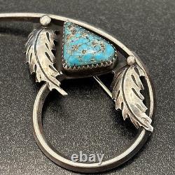 Navajo Sterling Silver Masterpiece Brooch Turquoise Vintage Statement B