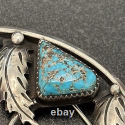 Navajo Sterling Silver Masterpiece Brooch Turquoise Vintage Statement B