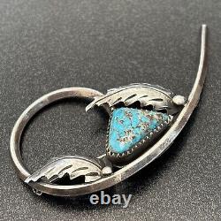 Navajo Sterling Silver Masterpiece Brooch Turquoise Vintage Statement B