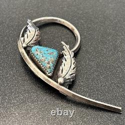 Navajo Sterling Silver Masterpiece Brooch Turquoise Vintage Statement B