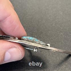 Navajo Sterling Silver Masterpiece Brooch Turquoise Vintage Statement B