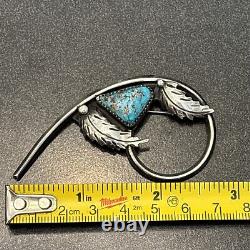 Navajo Sterling Silver Masterpiece Brooch Turquoise Vintage Statement B