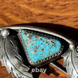 Navajo Sterling Silver Masterpiece Brooch Turquoise Vintage Statement B