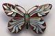 Navajo Sterling Silver Mother Of Pearl & Coral Butterfly Pin Pendant Loren Begay