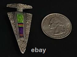 Navajo Sterling Silver Overlay Arrowhead Pin Or Pendant Raised Inlay Version 2