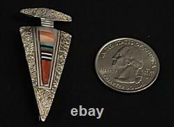 Navajo Sterling Silver Overlay Arrowhead Pin Or Pendant Raised Inlay Version 3