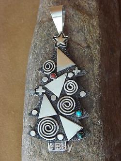 Navajo Sterling Silver Petroglyph Christmas Tree Pendant Pin by Alex Sanchez