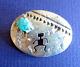 Navajo Sterling Silver Petroglyph Rock Art Pin Turquoise Kay Begay Rogers