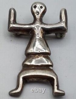 Navajo Sterling Silver Pin Antique Native American Changing Woman Brooch 1900