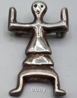 Navajo Sterling Silver Pin Antique Native American Changing Woman Brooch 1900