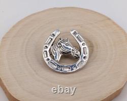 Navajo Sterling Silver Pin Pendant Horseshoe NA Jewelry Handmade Accessory