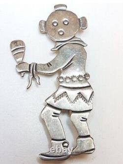 Navajo Sterling Silver Pin Vintage Native American Mudhead Kachina Brooch