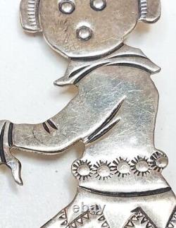 Navajo Sterling Silver Pin Vintage Native American Mudhead Kachina Brooch