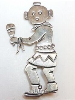 Navajo Sterling Silver Pin Vintage Native American Mudhead Kachina Brooch