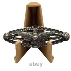 Navajo Sterling Silver Thunderbird Brooch Pin Stamped Design 4 11.67g Vintage